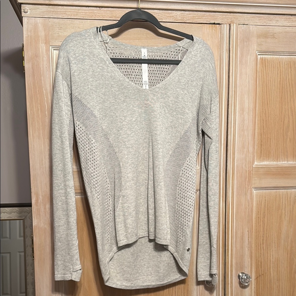 Gray V-Neck Women's Top